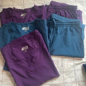 4FLEX Purple and Blue Scrub Set